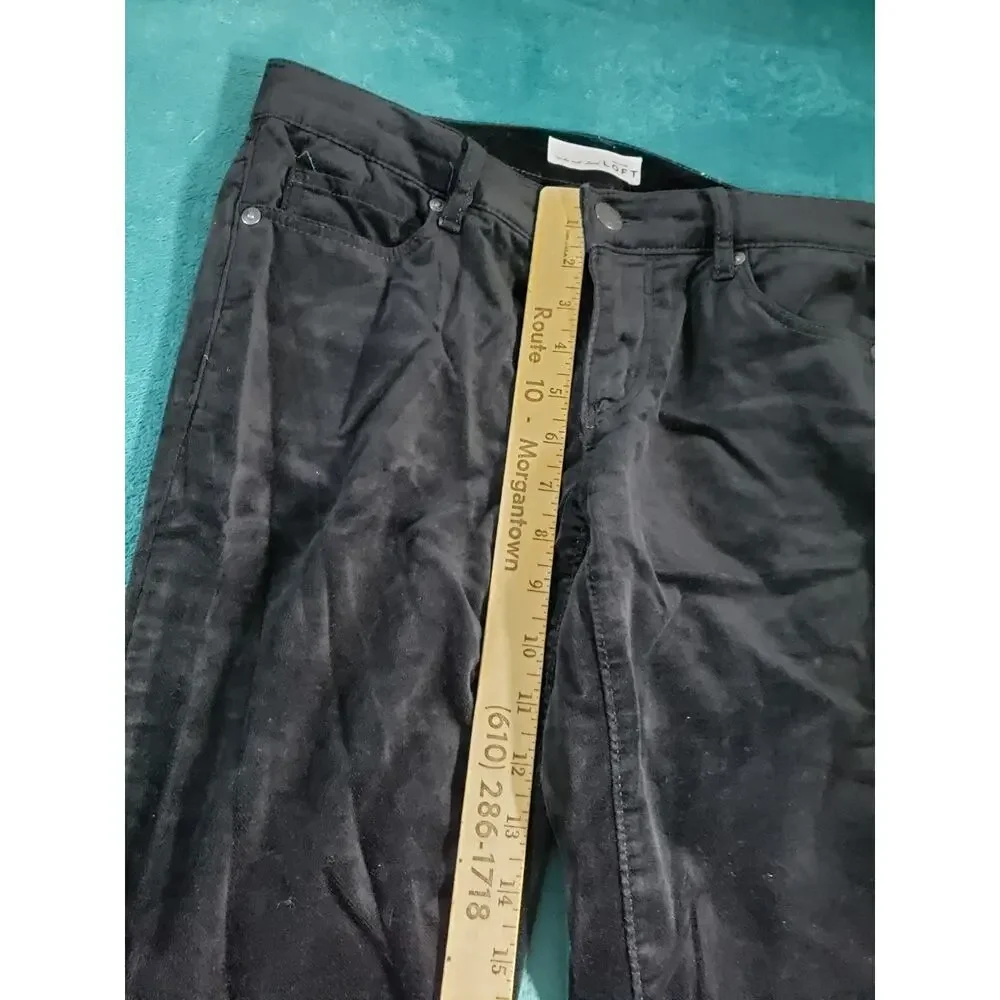 Loft Jeans Size 2 Women Black Pants Velvet Stretch Mid Rise Modern Skinny